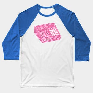 Beat Maker (White Lines + Cyclamen Drop Shadow) Analog / Music Baseball T-Shirt